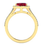 Inel logodna rubin inima 7 mm si diamante halo simplu aur 18k ES361