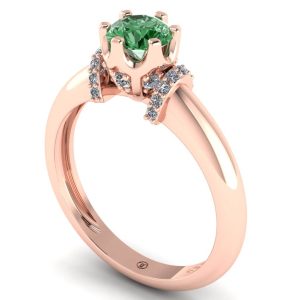Inel din aur roz cu diamant verde FOREST si diamante ES285