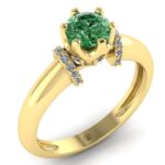 Inel din aur 18k galben cu diamant verde si diamante sec logodna ES285