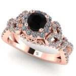 Inel logodna din aur roz 18k cu diamant negru 0.40 ct si diamante incolore 1.20 ct ES274
