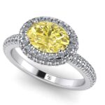 Inel de logodna cu diamant galben si diamante din aur alb ES314