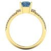 Inel logodna cu diamant patrat albastru si diamante din aur 18K ES353