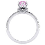 Inel logodna cu diamant roz rotund si diamante din aur ES316