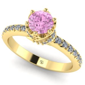 Inel logodna cu diamant roz 0.50 ct si diamante ES316