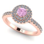 Inel logodna cu diamant roz rotund 0.20 carate si diamante albe 0.71 ct ES369
