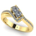 Inel de logodna cu diamante patrate 2 pietre din aur ES380