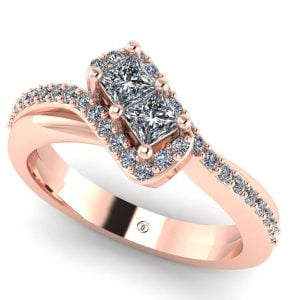 Inel logodna cu diamante patrate din aur roz 18k ES380