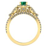 Inel de logodna cu diamante si smarald halo din aur ES274