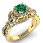 Inel de logodna cu diamante din aur cu smarald si diamante din aur 750 ES274