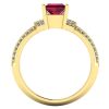 Inel logodna cu rubin patrat si diamante pave din aur ES353