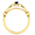 Inel aur galben 18k cu safir albastru si diamante albe logodna ES294