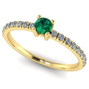 Inel de logodna cu smarald si diamante din aur clasic ES278