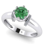 Inel logodna cu diamant verde si coroana diamante din aur ES285