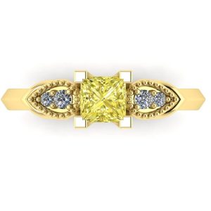 Inel logodna cu diamant forma patrsat galben din aur 18k ES194