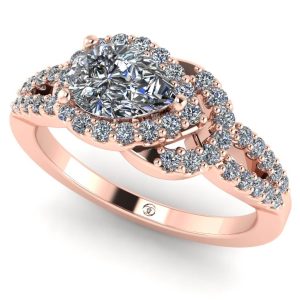 Inel din aur 14k roz cu diamante incolore de logodna ES382