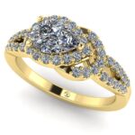 Inel logodna din aur galben 14k cu diamante albe ES382