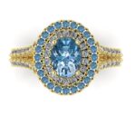 Inel logodna cu diamant albastru oval si diamante aur ES281