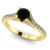 Inel logodna cu diamant negru si diamante din aur galben ES284