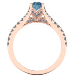 Inel de logodna din aur 18k cu diamant albastru si diamante ES284