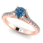 Inel de logodna din aur roz cu diamant albastru intens ES284