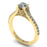 Inel de logodna cu sina V cu diamante din aur galben ES284