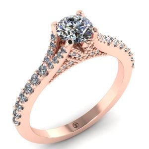 Inel de logodna cu diamante aur roz ES284