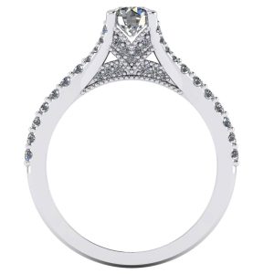 Inel de logodna cu diamante incolor rotund din aur alb 750 ES284
