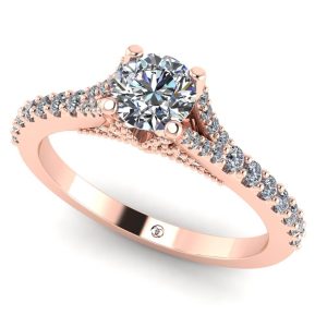 Inel de logodna din aur 18k roz cu diamante rotund ES284