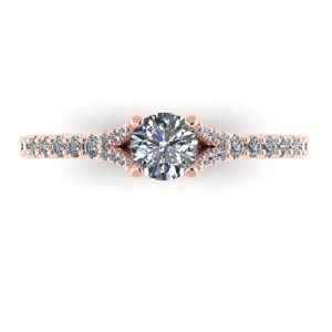 Inel logodna cu sina in V din aur roz cu diamante naturale ES284