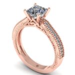 Inel din aur roz logodna vintage cu diamant patrat gia ES289