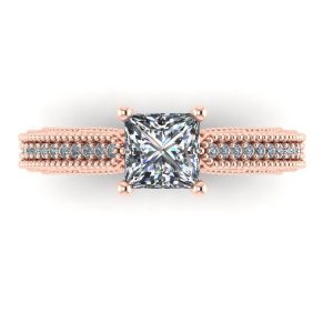 Inel logodna vintage cu diamante din aur roz ES289