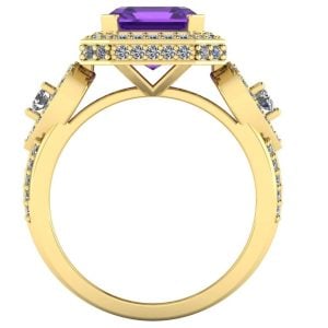 Inel model luxury cu ametist si diamante naturale din aur galben ES275