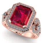 Inel lux cu rubin emerald 5 carate si diamante din aur roz 18k ES275