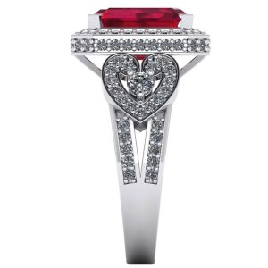 Inel lux rubin emerald 5 carate si diamante din aur alb ES275