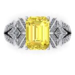 Inel cu safir galben emerald 3 carate si diamante aur alb 18k ES279