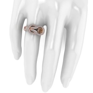 Inel model unicat de logodna cu diamant maro pe deget ES309
