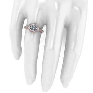 Inel de logodna pe deget cu diamant oval si diamante sec din aur ES314