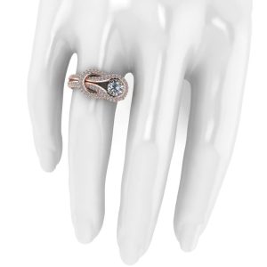 Inel de logodna pe deget cu diamant din aur roz ES309