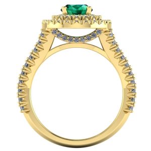 Inel de logodna din aur galben 18k cu smarald si diamante ES281