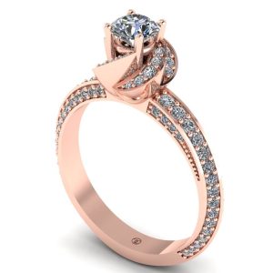 Inel cu diamant rotund design floral halo de logodna ES280