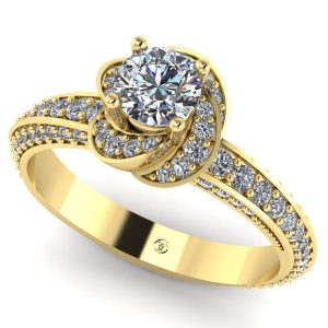 Inel de logodna cu diamante transparente din aur ES280
