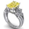 Inel cu safir galben emerald si diamante naturale din aur 18k ES279