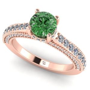 Inel de logodna side stones cu diamant verde Forest ES383