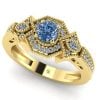 Inel din aur galben cu diamant albastru intens si diamante de logodna ES400