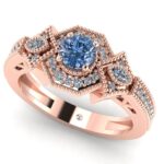 Inel logodna cu diamant albastru si diamante din aur ES400