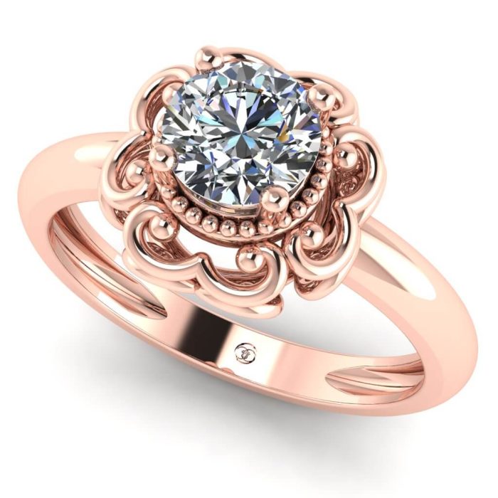 Inel logodna solitaire vintage deco cu diamant din aur ES288