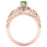 Inel logodna din aur 18k cu diamant verde si diamante ES375