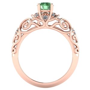 Inel logodna din aur 18k cu diamant verde si diamante ES375
