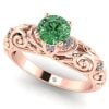 Inel vintage cu diamant verde 0.50 ct si diamante din aur de logodna ES375