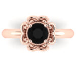 Inel de logodna vintage cu diamant negru din aur roz ES288